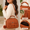 Bolsa Feminina Transversal e de Mão em Couro Sintético Marrom