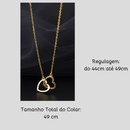Colar Feminino Duplo Coração Banhado a Ouro / Prata Presente Romântico Delicado Moda Casual e Festa