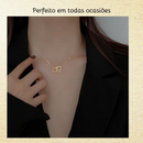 Colar Feminino Duplo Coração Banhado a Ouro / Prata Presente Romântico Delicado Moda Casual e Festa
