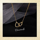 Colar Feminino Duplo Coração Banhado a Ouro / Prata Presente Romântico Delicado Moda Casual e Festa