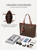 TOMI MITO Bolsa Feminina Casual de Ombro com Estampa Geométrica e Pingente Charmoso para Trabalho e Passeios TM9187