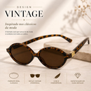 Óculos de Sol Feminino Oval Vintage Retrô UV400 Elegante Moda