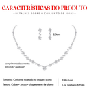 Conjunto Feminino 2/3/4 Peças Dourado ou Prateado Colar Brincos Pulseira Anel Brilhante